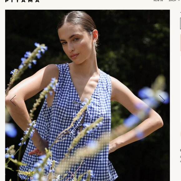 NWT Piyama Lounge Set in Gingham Blue. Size small - Picture 4 of 14